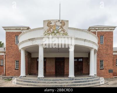 WINBURG, SÜDAFRIKA - 1. MÄRZ 2020: Eingang des Rathauses in Winburg, einer Kleinstadt in der Provinz Freistaat Stockfoto