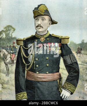 Meyer Henri (* um 1841 in Paris; † 1899 in Paris) - Porträt des Generalstabes von General Raoul Le Mouton de Boisdeffre (1839-1918) Chef des Generalstabes der französischen Armee - Privatsammlung Stockfoto