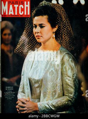 FrontPage des französischen Nachrichten- und Volksmagazins Paris-Match, Nr. 806, Hochzeit von Isabelle von Frankreich, Tochter des Grafen von Paris, 1964, Frankreich Stockfoto