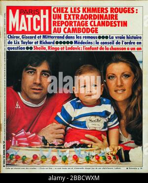 FrontPage des französischen Nachrichten- und Volksmagazins Paris-Match, Nr. 1404, die französische Pop-Sängerin Sheila posiert in Gesellschaft ihres Mannes Ringo und ihres Sohnes Ludovic, 1976, Frankreich Stockfoto