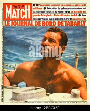 FrontPage der französischen Nachrichten- und Volkszeitschrift Paris-Match, Nr. 1415, der französische Seemann Eric Tabarly gewinnt Transat Race, 1976, Frankreich Stockfoto