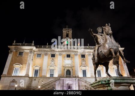 Bronze-Kapitol-Skulptur von Marcus Aurelius zu Pferd Stockfoto