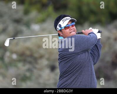 Thailands Kiradech Aphibarnrat am Tag eins der Open Championship 2013 im Muirfield Golf Club, East Lothian Stockfoto