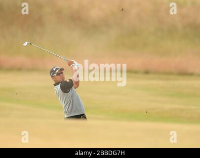 Japans Hideki Matsuyama während des ersten Tages der Open Championship 2013 im Muirfield Golf Club, East Lothian Stockfoto