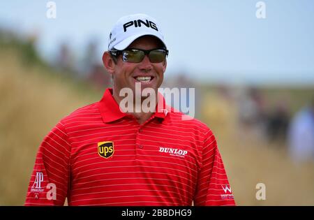 Englands Lee Westwood im vierten Tag der Open Championship 2013 im Muirfield Golf Club in East Lothian Stockfoto