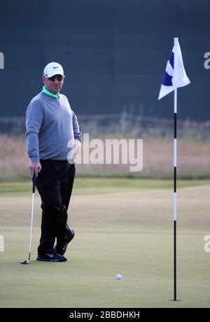 David Duval aus den USA während des dritten Übungstages für die Open Championship 2013 im Muirfield Golf Club, East Lothian Stockfoto