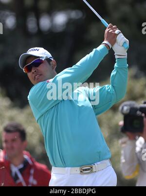 Japans Hideki Matsuyama während des vierten Tages der Open Championship 2013 im Muirfield Golf Club, East Lothian Stockfoto