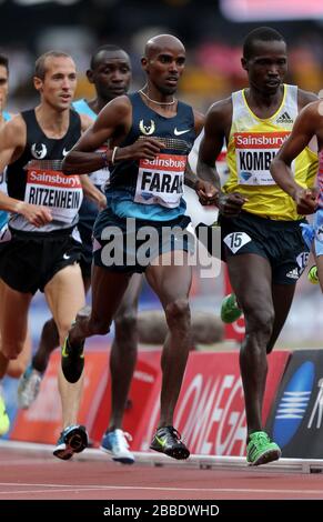 Großbritanniens Mo Farah während der 3000 Meter der Männer am zweiten Tag des IAAF London Diamond League Treffens im Olympiastadion, London. Stockfoto