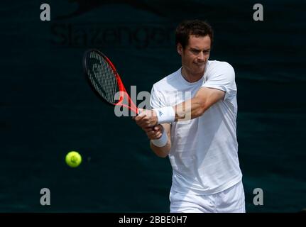 Andy Murray aus Großbritannien auf den Übungsplätzen Stockfoto