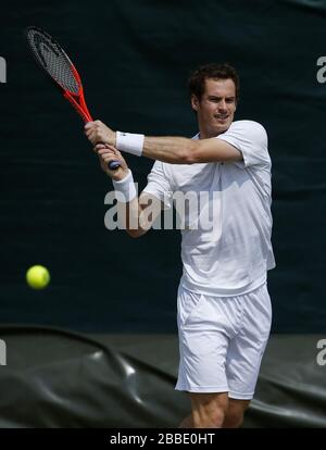 Andy Murray aus Großbritannien auf den Übungsplätzen Stockfoto