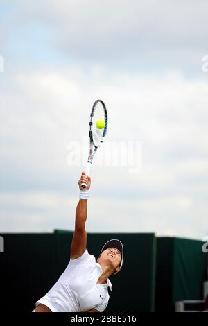 Chinas Na Li im Einsatz gegen die niederländische Michaella Krajicek Stockfoto