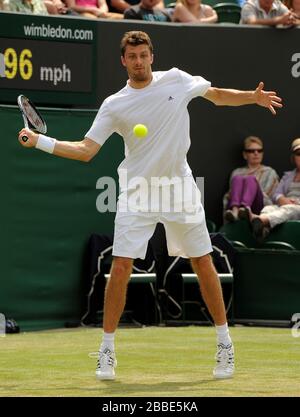 Daniel Marken in Deutschland in Aktion mit dem tschechischen Tomas Berdych Stockfoto