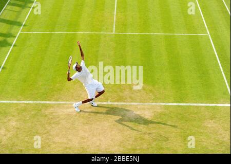 USA-Rajeev RAM im Einsatz gegen Argentiniens Juan Monaco Stockfoto