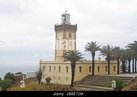 Leuchtturm am Kap Spartel in der Nähe von Tanger, Marokko Stockfoto