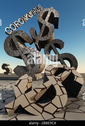 Weltwirtschaftsunfall durch Coronavirus, COVID-19 Stockfoto