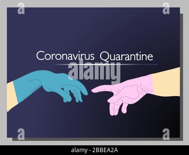 Coronavirus in der Welt. Satz Quarantäneplakate. Neuer Coronavirus 2019-nKoV, ein Mann in einer weißen medizinischen Maske und Schutzanzug. Stock Vektor