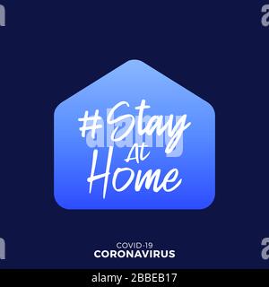 Bleiben Sie zu Hause, und bleiben Sie sicher - Textposter mit Schriftzug für Selbstquarin-Zeiten. Handbuch-Schrift Motivationszeichen Fang Wort Kunst Design. Jahrgang Stock Vektor