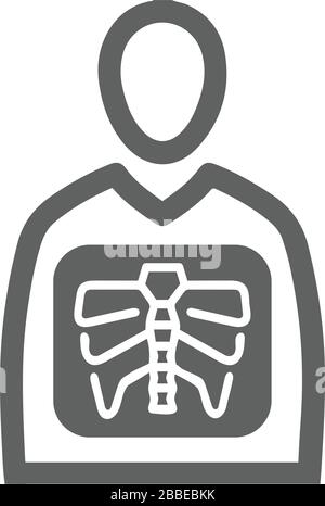 Gut organisiertes und vollständig bearbeitbares Röntgensymbol, Skelett, Patient, Radiologie, Röntgenvektor-Symbol für Vektormaterial und viele andere Zwecke. Stock Vektor