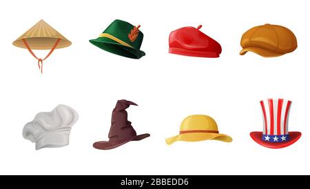 Cartoon-Hut Karneval Kostümfiguren isoliert auf weißem Hintergrund Stock Vektor