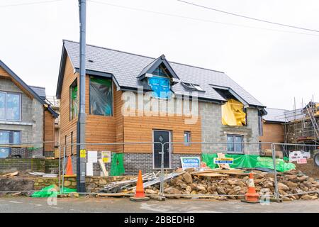 Neues Haus im Bau in Newport, Pembrokeshire. Wales. GROSSBRITANNIEN Stockfoto