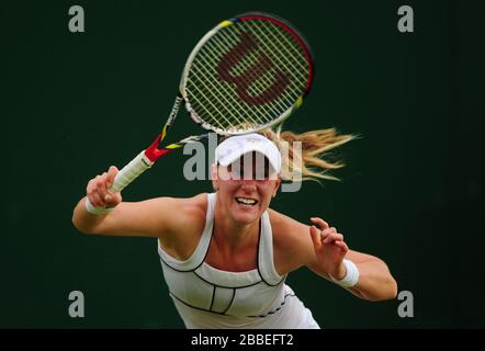 USA-Alison Riske im Einsatz gegen Polens Urszula Radwanska Stockfoto