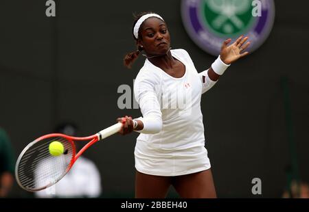 US-Amerikanerin Sloane Stephens im Einsatz gegen Frankreichs Marion Bartoli Stockfoto