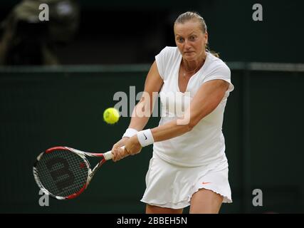 Tschechin Petra Kvitova in ihrem Spiel gegen die belgische Kirsten Flipkens Stockfoto