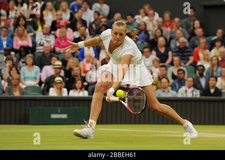 Tschechin Petra Kvitova im Einsatz gegen die belgische Kirsten Flipkens Stockfoto