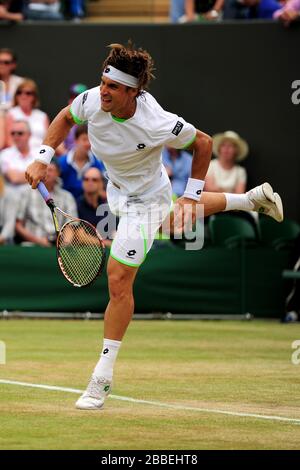 Spaniens David Ferrer im Einsatz gegen Kroatiens Ivan Dodig Stockfoto