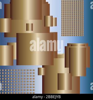 Abstrakter 3D-Hintergrund mit Quadrat und Punkten Stockfoto