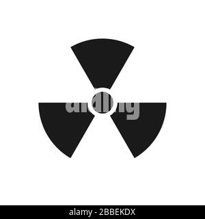Symbol für Radioaktivität. Radioaktives Material, Gefahr oder Risiko. Einfaches flaches Design, isoliert auf weißem Hintergrund. Abbildung des Lagerbestands Stock Vektor