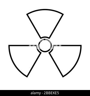 Symbol für Radioaktivität. Radioaktives Material, Gefahr oder Risiko. Einfaches flaches Design, isoliert auf weißem Hintergrund. Bestandsabbildung, leere Umrandung Stock Vektor