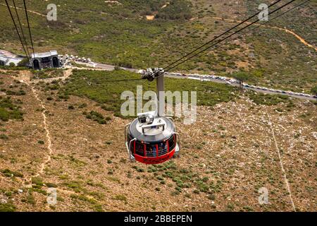 Südafrika, Kapstadt, Tafelberg Road, Luftseilbahn Tafelberg, rotair rotierende Seilbahn aus schweizer Made Stockfoto