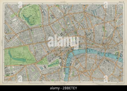 CENTRAL LONDON West End City Southwark Westminster Shoredisch. SPECK 1913 Karte Stockfoto