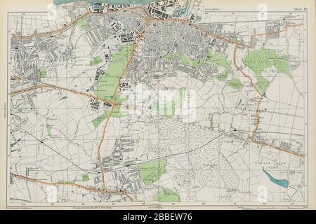 WOOLWICH Charlton Eltham Bexley Plumstead Shooters H Greenwich.BACON Karte von 1913 Stockfoto