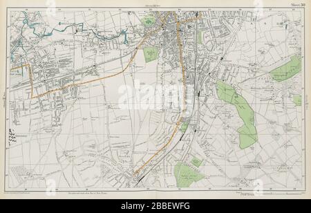 SOUTH CROYDON Carshalton Wallington Waddon Beddington Purley. SPECK 1913 Karte Stockfoto