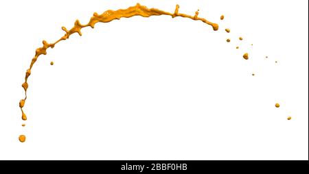 Grandioses orangefarbenes Spritzwasser isoliert auf weißem Hintergrund Stockfoto