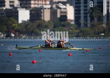 Rio de Janeiro. BRASILIEN. USA M2-, 2016 Olympic Rowing Regatta. Lagoa-Stadion, Copacabana, ÒOlympic Summer GamesÓ Rodrigo de Freitas Lagoon, Lagoa. Lokale Zeit 10:45:14 Samstag, 06. August 2016 [Pflichtgutschrift; Peter SPURRIER/Intersport Images] Stockfoto