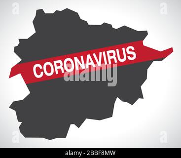 Andorra Karte mit Coronavirus Warnillustration Stock Vektor