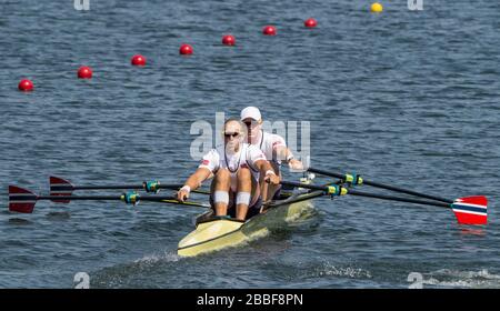 Rio de Janeiro. BRASILIEN. AUCH M2X BOW. Kjetil BORCH und Olaf TUFTE, 2016 Olympic Rowing Regatta. Lagoa-Stadion, Copacabana, ÒOlympic Summer GamesÓ Rodrigo de Freitas Lagoon, Lagoa. Lokale Zeit 12:00:06 Samstag, 06. August 2016 [Pflichtgutschrift; Peter SPURRIER/Intersport Images] Stockfoto