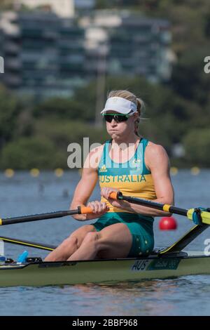 Rio de Janeiro. BRASILIEN. AUS W1X. Kimberly BRENNAN, 2016 Olympic Rowing Regatta. Lagoa-Stadion, Copacabana, ÒOlympic Summer GamesÓ Rodrigo de Freitas Lagoon, Lagoa. Samstag, 06. August 2016 [Pflichtgutschrift; Peter SPURRIER/Intersport Images] Stockfoto