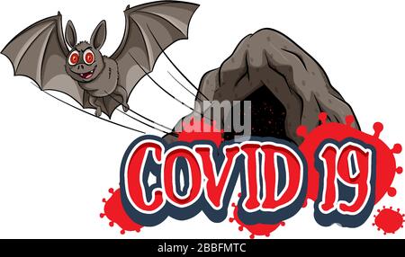 Posterdesign für Coronavirus mit Fledermausfliegern aus der Höhlendarstellung Stock Vektor