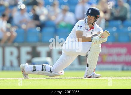 Englands Alistair cooke beim zweiten Investec Test Match in Headingley, Leeds. Stockfoto