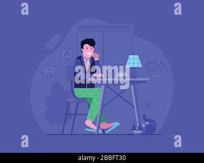 Freiberufliche Arbeit von Home Flat Design Concept Stock Vektor