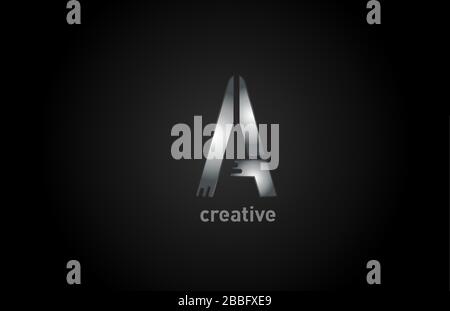 Ein Symbol für das Logo in silberfarbenem Metallalphabet für Unternehmen und Unternehmen Stock Vektor