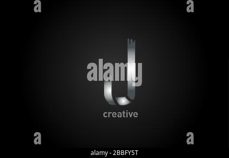 J Symbol für das Logo in silberfarbenem Metallalphabet für Unternehmen und Unternehmen Stock Vektor