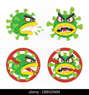 Coronavirus Cartoon Illustration Set Stock Vektor