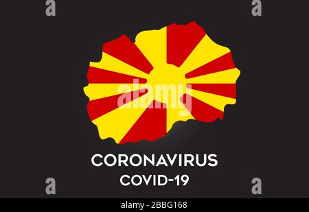 Coronavirus in Mazedonien und Länderflaggen innerhalb der Landesgrenze Kartendesign für Vektoren. Covid-19 mit Mazedonien-Karte mit Vektor-Darstellung der Nationalflaggen. Stock Vektor