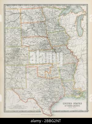 Amerika USA Weststküste Kalifornien LANDKARTE 1897 Texas Indianer Reservate 