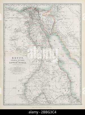 NILTAL Ägypten, Arabien Petraea und Unternubien Divisions JOHNSTON 1901 Karte Stockfoto